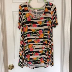 Floral striped LuLaRoe perfect t